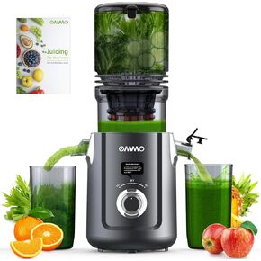 Cold Press Juicer Machines, 5.1" Wide Chute Slow Juicer for Whole Fruits, Veggies, Easy to Install, Beep Install Alert, No-Clog Juicers for Moms, Families, Fitness & Juice Lovers, Healthy Living, Grey