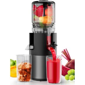 Cold Press Juicer Machines, High Nutrient Retention, 99% Juice Yield, 5.3" Wide Feed Chute for Whole Fruits & Vegetables, Quiet Slow Masticating Juicer, BPA-Free, Easy to Clean