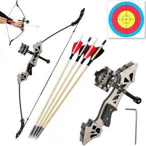18" Mini Recurve Bow 16lbs Mini Bow Archery and Arrow Set for Teenager and Adults Shooting Range 30-60m Right Handed for Target Shooting Hunting Games Pocket Bow Archery Gift