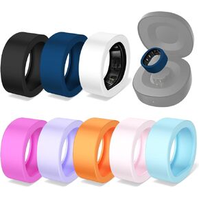 8 Pack Ring Case Cover for RingConn Gen 2/2 Air, Elastic Thin Silicone Ring Protector Compatible with RingConn Gen 2 Air for Women/Men Gym Workout, Fits 9/10/11 RingSizes (M)