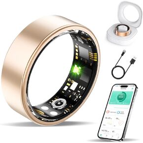 Smart Ring Health Tracker, Fitness Tracker for Men & Women, Waterproof Smart Ring with Activity Sleep Health and Step Monitoring, Fashion Pattern Design (Silver, 7)