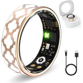 Health Rings for Women, Fitness Tracker with Heart Rate,Blood Oxygen, Blood Pressure, Sleep Tracker, Step Tracker, No Subscription Fee, IP68 Waterproof Smart Ring for iphone & Android (Rose Gold, 6#)