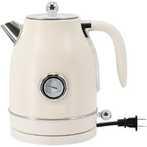 1.8 Quart Electric Tea Kettle and 2 Slice Toaster Combo, Retro Kitchen Appliance Set with Adjustable Browning and Water Temperature Gauge (Red)
