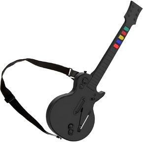 PC Guitar Hero Controller, Wireless PS3 Guitar Hero with Dongle for PC/PS3, Compatible with Guitar Hero, Rock Band, Clone Hero Black