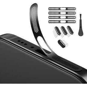قابس USB C Dust ، شبكة مكبر صوت الهاتف وغطاء منفذ الغبار ، وملحقات الهاتف لـ iPhone 16/16 Plus/16 Pro/iPhone 15/15 Pro Prope Speaker Wost مع فرشاة التنظيف وحزمة الكحول النظيفة (أسود)