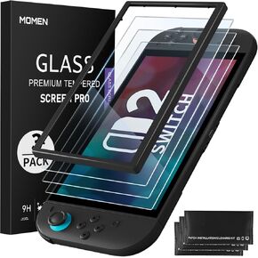 momen 3-Pack Screen Protector for Nintendo Switch 2 with Auto-Alignment 2025, Anti Blue Light 9H Tempered Glass Matte Screen Protector, Dust Free, 25 Seconds Installation, Bubble-Free, Ultra-Clear