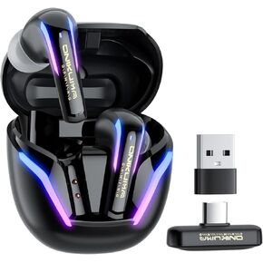 2.4G Wireless Gaming Earbuds with ENC Mic, 20ms Low-Latency for PS5/4, Meta Quest 3/3S/2, 2.4GHz Bluetooth Dual-Mode Headphones for Phone, Pad, Laptop, Steam Deck, Switch, PC, VR(with USB-C Dongle)