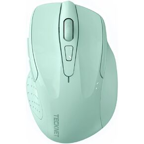 TECKNET Wireless Mouse (2.4G & BT5.0/3.0) Silent 4800 DPI Computer USB A & Bluetooth Mouse 6 Buttons, Wide Compatibility - Grey