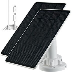 Solar Panel Charger for Security Camera, USB-C and Micro USB Port for Outdoor Rechargeable Battery Camera, 5V6W Fast Charging (1Pack)
