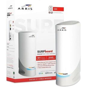 Surfboard S33 DOCSIS 3.1 Multi-Gigabit Cable Modem with 2.5 Gbps Ethernet Port, Approved for Cox, Xfinity, Spectrum & Others. (Renewed)