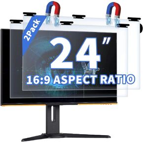 【2-Pack】 24 Inch 16:9 Magnetic Hanging Computer Screen Protector Blue Light and Anti Glare Filter, Eye Protection Computer Blue Light Blocking Screen, PC Anti-UV Eye Protection Filter Film