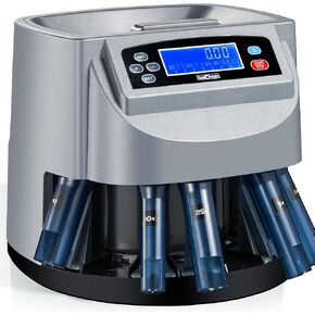 Coin Counter Machine, Electric Coin Sorter Sort 270 Coins/Minute, USD Change Counter Machine,500 Coins Capacity Automatic Coin Sorter and Wrapper Machine, Coin Counting Roller Machine with LCD Display in Kuwait