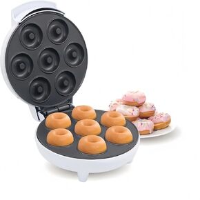 Mini Donut Maker for Home Use - 7 Donut Capacity, Non-Stick Coating, Indicator Light, Safe & Portable - Perfect for Kids' Breakfast, Parties, and Homemade Desserts
