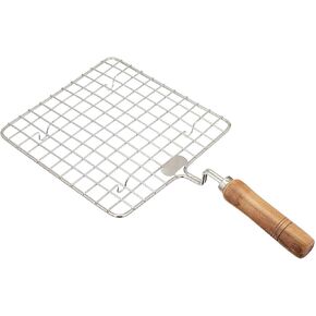 Papad Jali Stainless Steel Wire Roaster Papad Jari Wooden Handle Square with Roasting Net Papad Jali Roti Jali Roaster Square Roti Grill