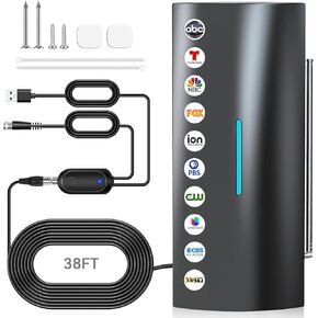 2025 Strongest TV Antenna, 2200+ Miles Range Digital Antenna for Smart TV Indoor/Outdoor with Amplifier, Long Range 360° Reception HD Local Channels Supports 8K, 4K for All TVs - 38ft Coax Cable