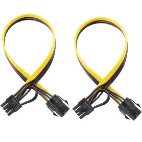 6 Pin Female to 8 Pin (6+2) Male PCI Express GPU Power Supply PCIe Adapter Cable, Computer Suitable Cable(Pack of 2)