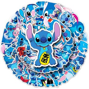 50pcs Cartoon Lilo and Stitch Stickers for Kids,Vinyl Waterproof Stitch Decal for Water Bottle Laptop Toy Sticker for DIY Decorate Bumper Phone Hard Hat Kids Teens Gifts
