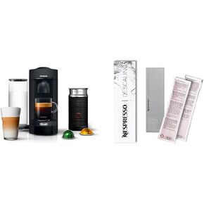 De'Longhi Nespresso Vertuo Plus Deluxe Coffee and Espresso Maker, Matte Black with Aeroccino Milk Frother + Nespresso Descaling Kit