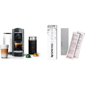 Nespresso Vertuo Plus Deluxe Coffee and Espresso Maker by De'Longhi, Titan with Aeroccino Milk Frother Descaling Kit