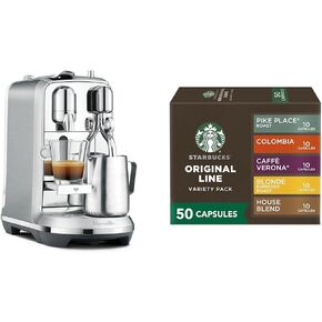 Nespresso Creatista Plus Espresso Machine by Breville, Brushed Stainless Steel + Starbucks Capsules, Original Line