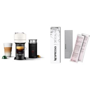 Nespresso Vertuo Next Coffee and Espresso Maker by De'Longhi with Aeroccino Milk Frother, White Descaling Kit