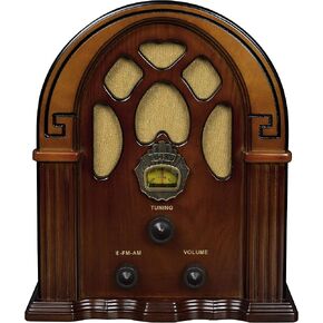 Crosley CR31D-WA Companion Retro AM/FM Tabletop Radio with Bluetooth Receiver, Walnut