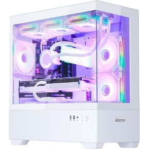 Superview Gaming PC Desktop Computer - AMD Ryzen 7 5700X 3.4 GHz 8 Core, RTX 4060 8G, 32GB DDR4 RAM 3200, 1TB M.2 PCIE SSD, 650W PSU, 360mm AIO, 11AC Wi-Fi, Windows 11 Pro 64-bit, White