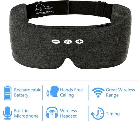 ALASKA BEAR Sleep Headphone Headband Bluetooth 5.2 HD ستيريو لتقليل الضوضاء محيط العين قناع مدمج مع مكبرات صوت رفيعة سماعات رأس رياضية لاسلكية (وردي) in Kuwait