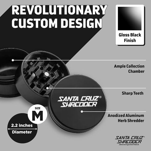 Santa Cruz Shredder Herb Grinder 3 Piece Medium 2 1/8" Superior Grip and Aluminium (Black) in Kuwait