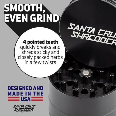 Santa Cruz Shredder Herb Grinder 3 Piece Medium 2 1/8" Superior Grip and Aluminium (Black) in Kuwait
