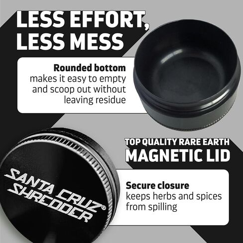 Santa Cruz Shredder Herb Grinder 3 Piece Medium 2 1/8" Superior Grip and Aluminium (Black) in Kuwait