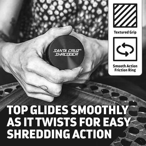 Santa Cruz Shredder Herb Grinder 3 Piece Medium 2 1/8" Superior Grip and Aluminium (Black) in Kuwait