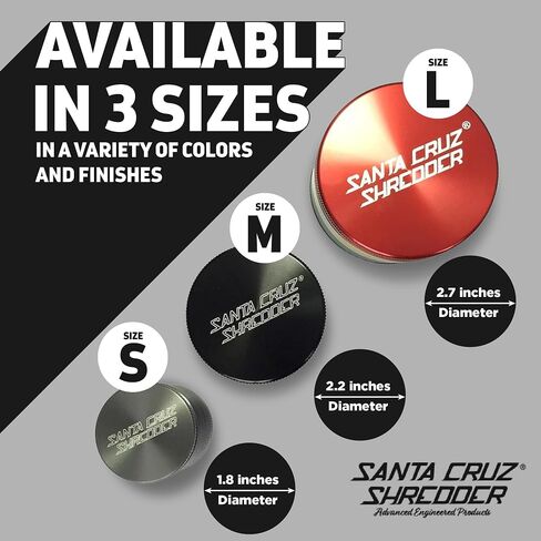 Santa Cruz Shredder Herb Grinder 3 Piece Medium 2 1/8" Superior Grip and Aluminium (Black) in Kuwait
