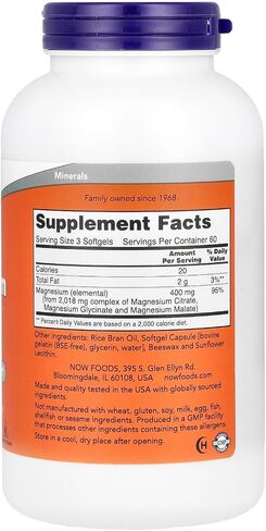 Magnesium Citrate Now Foods 180 Softgel in Saudi Arabia