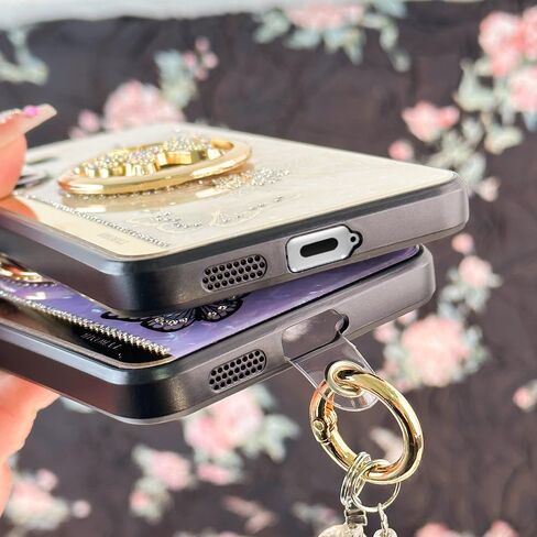 for Samsung Galaxy A36 Case with Kickstand,A36 5G Phone Case Girly Bling Diamond Butterfly Design,Luxury Plating Sparkle Pearl Hard Back Soft TPU Bumper with Bead Strap for Women Girls Purple in Kuwait