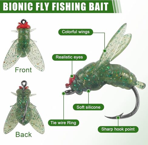 Bionic Fly Fishing Bait, 18pcs Saltwater Fly Fishing Lures Kit Minnow Flies Swimbaits Artificial Dry Flies Fly Hook for Saltwater Freshwater Bass Trout Panfish 15mm in Saudi Arabia