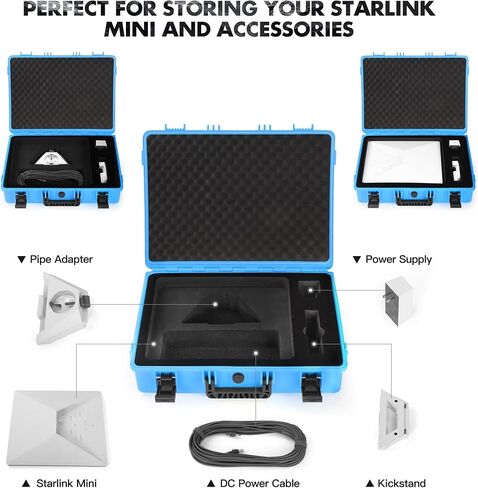 Starlink Mini Case, IP67 Waterproof Hard Travel Case for Starlink Mini Dish Kit & Accessories, Precision Cut Foam Protective Storage with Lock, Outdoor Camping Portable Design (Blue) in Saudi Arabia