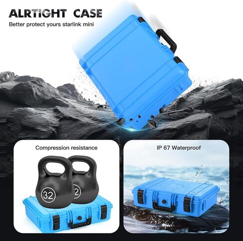 Starlink Mini Case, IP67 Waterproof Hard Travel Case for Starlink Mini Dish Kit & Accessories, Precision Cut Foam Protective Storage with Lock, Outdoor Camping Portable Design (Blue) in Saudi Arabia
