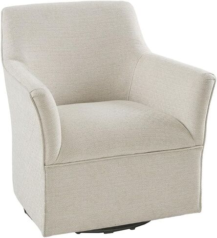 Madison Park Swivel Glider Chair for Living Room, High Back Bedroom Lounge Foam Seat Cushion Upholstered, Nursery Furniture, Metal Base, Fully Assembled, 29.5" W x 30.25" D x 34.5" H, Tan in Saudi Arabia
