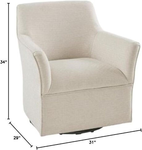 Madison Park Swivel Glider Chair for Living Room, High Back Bedroom Lounge Foam Seat Cushion Upholstered, Nursery Furniture, Metal Base, Fully Assembled, 29.5" W x 30.25" D x 34.5" H, Tan in Saudi Arabia