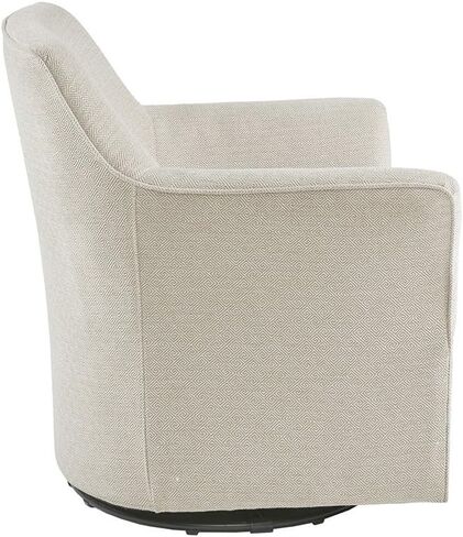 Madison Park Swivel Glider Chair for Living Room, High Back Bedroom Lounge Foam Seat Cushion Upholstered, Nursery Furniture, Metal Base, Fully Assembled, 29.5" W x 30.25" D x 34.5" H, Tan in Saudi Arabia