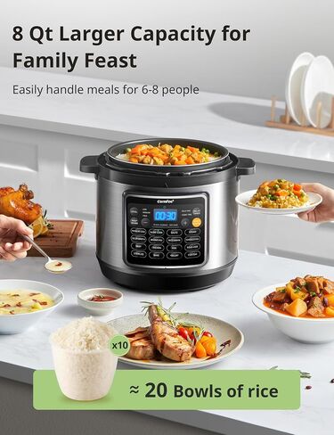 COMFEE' 16 in 1 Electric Pressure Cooker Olla de Presion Non-Stick Pot Yogurt Maker Rice Slow Saute Steamer 8 Quarts Stainless Steel in Saudi Arabia