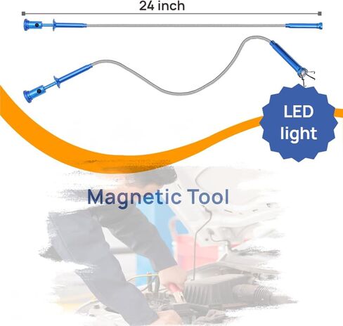 Stainless Steel Assorted 5th Wheel Pin Puller, Car Tool Kit, Pull Hook J-Hook, 68-inch Long Reach Tool, Magnetic Flexible Claw Grabber Pickup Tool with Bright LED Light，23PCS in Kuwait