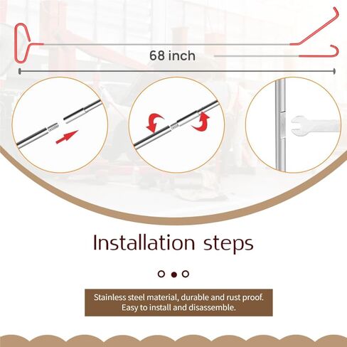 Stainless Steel Assorted 5th Wheel Pin Puller, Car Tool Kit, Pull Hook J-Hook, 68-inch Long Reach Tool, Magnetic Flexible Claw Grabber Pickup Tool with Bright LED Light，23PCS in Kuwait