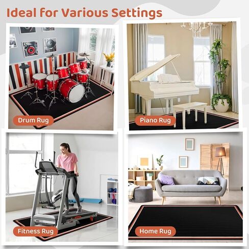 سجادة طبلة Lnrueg، سجادة طبلة مستطيلة مقاس 6 × 5 أقدام، سجادة طبلة مع قاعدة مقاومة للانزلاق، سجادة آلات موسيقية عازلة للصوت، ملحقات طبلة احترافية in Kuwait