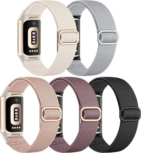 Maledan Elastic Bands Compatible with Fitbit Charge 6/Charge 5 Band Women Men, Waterproof Stretchy Nylon Bracelet Loops Strap Replacement Bands for Fitbit Charge 5/Charge 6 Fitness Tracker Accessories in Saudi Arabia