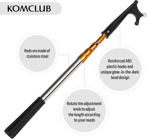 KOMCLUB خطاف قارب تلسكوبي من الفولاذ المقاوم للصدأ قضيب خطاف دفع مع خرزات مضيئة لرسو السفن قضيب تلسكوبي TPR مقبض غير قابل للانزلاق ملحقات القوارب جهاز قارب خطاف (أزرق) in Saudi Arabia