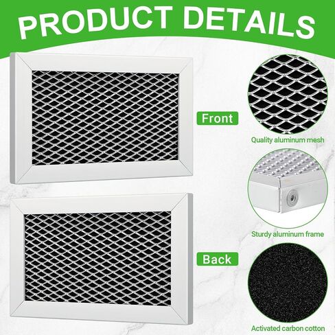 Pasimy 4 Pcs W10892387 Microwave Charcoal Grease Filter Microwave Grease Filter Replacement Compatible Models W10845250 4455038 AP6036051 PS11769323, 3-1/4" x 5-1/4" x 3/8" in Saudi Arabia