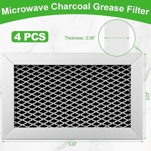 Pasimy 4 Pcs W10892387 Microwave Charcoal Grease Filter Microwave Grease Filter Replacement Compatible Models W10845250 4455038 AP6036051 PS11769323, 3-1/4" x 5-1/4" x 3/8" in Saudi Arabia