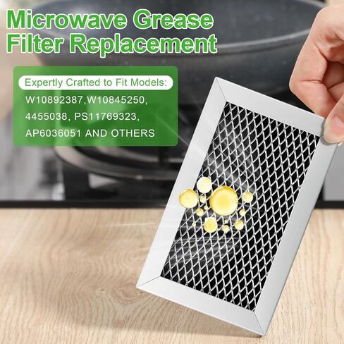 Pasimy 4 Pcs W10892387 Microwave Charcoal Grease Filter Microwave Grease Filter Replacement Compatible Models W10845250 4455038 AP6036051 PS11769323, 3-1/4" x 5-1/4" x 3/8" in Saudi Arabia